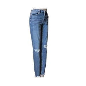 Blank NYC Women Jeans 26 Blue Distressed Mid Rise Stretch (W26 L26)